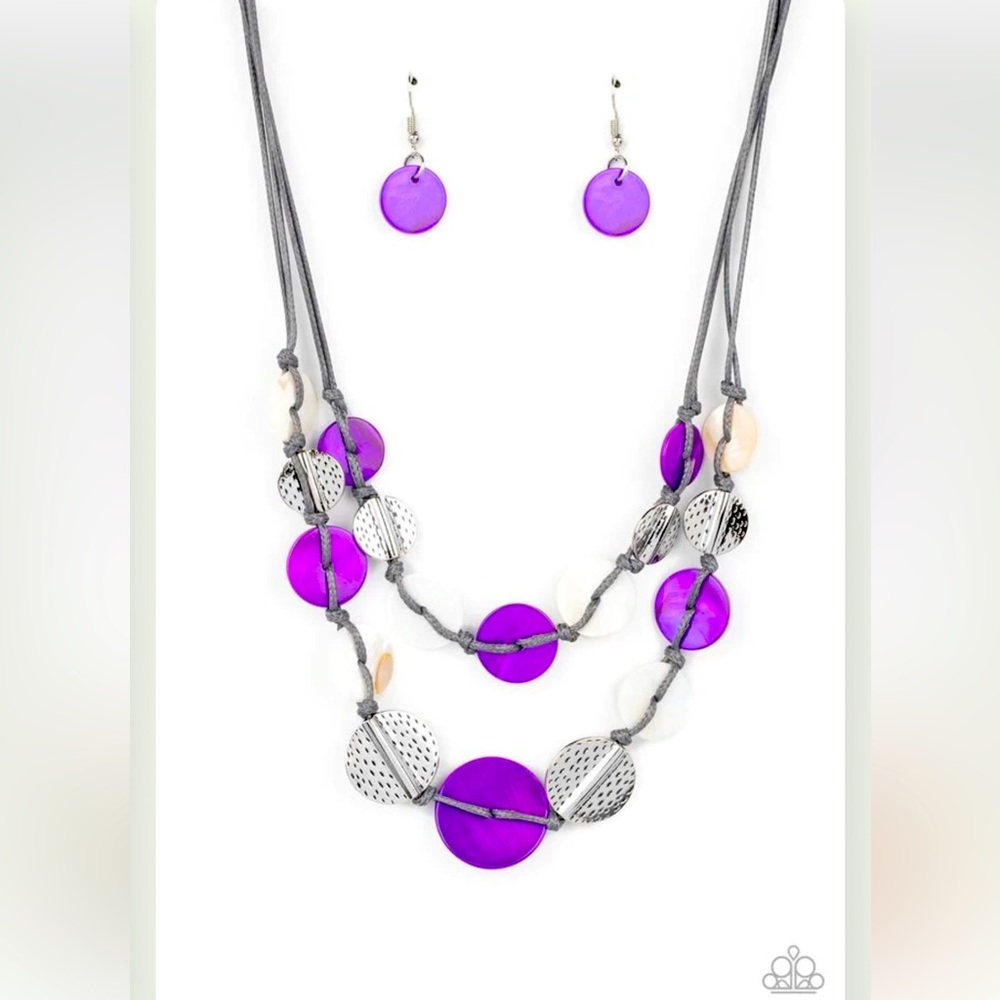 🧜🏻♀️🏖️🧜🏼♂️ “BAREFOOT BEACHES” PURPLE NECKLACE WITH FREE EARRINGS ~ PAPARAZZI❗️ - Picture 2 of 4